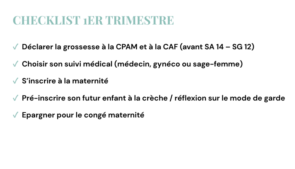 checklist_1er_trimestre_grossesse checklist administrative 1er trimestre de grossesse