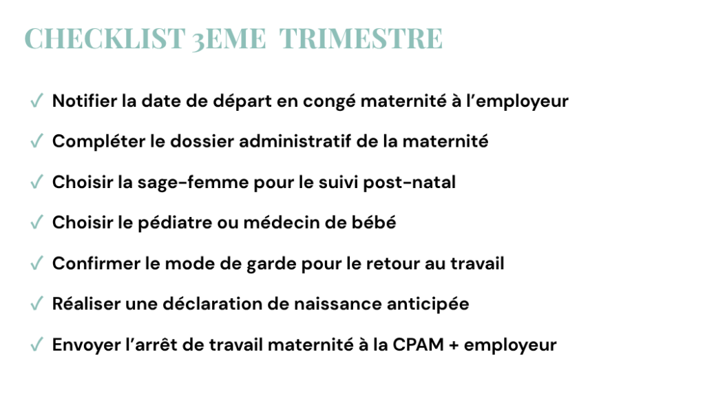 checklist_3e_trimestre_grossesse checklist administrative 3e trimestre de grossesse